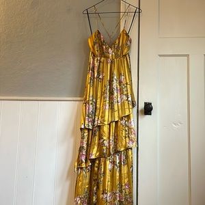 Forever 21 - size M- yellow/gold 3 tier floral flowy dress
